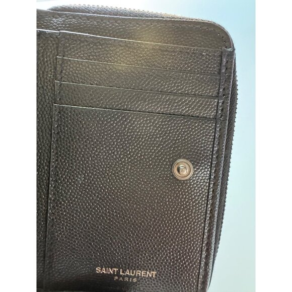 NEW Saint Laurent Black Cassandre Matelasse Compact Zip Flap Wallet Leather - Picture 9 of 16